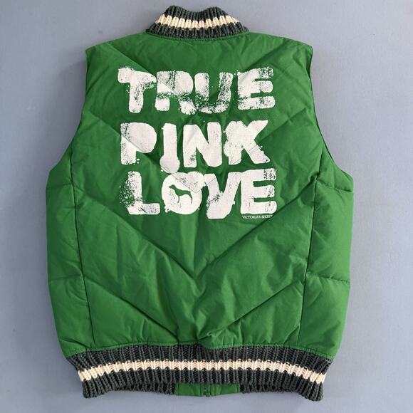 Victoria's Secret Jackets & Blazers - Victoria’s Secret Pink True Pink Love Y2K Green Zip Puffer Vest
